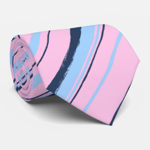 Painterly Striped Pink & Navy Two-Sided Wedding Krawatte
