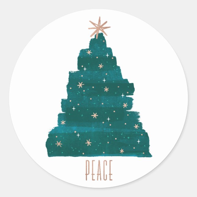 Painterly Tree Holiday Sticker (Vorderseite)