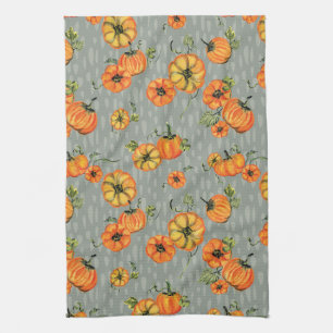 Painterly Watercolor Fall Pumpkins Orange/Griechen Geschirrtuch