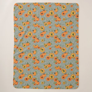 Painterly Watercolor Fall Pumpkins Orange/Griechen Sherpadecke