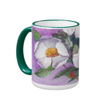 Painterly weiße südliche Magnolien auf Lavendel