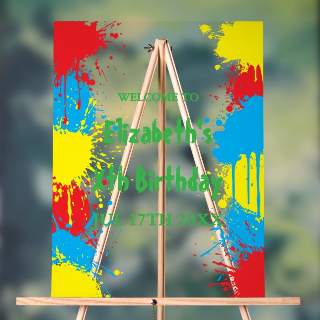 Painting Party Kids Birthday Acrylschild (Neutral)