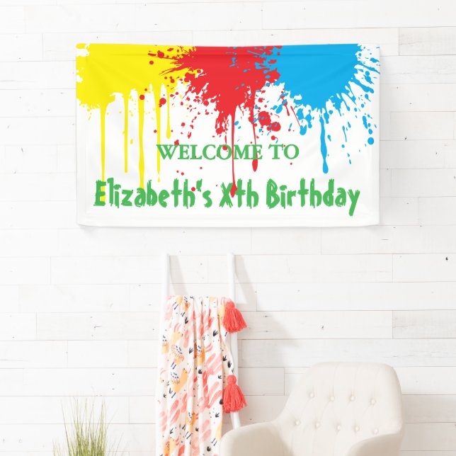 Painting Party Kids Birthday Banner (Insitu)