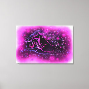 Pair Horse Canvas drucken in der frühen Nacht Leinwanddruck