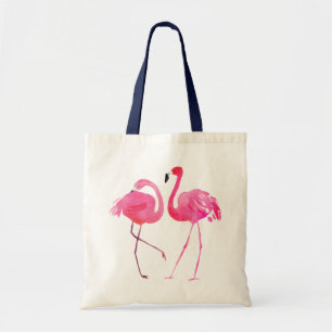 Pair Of Cute Pink Flamingo Illustration Tragetasche