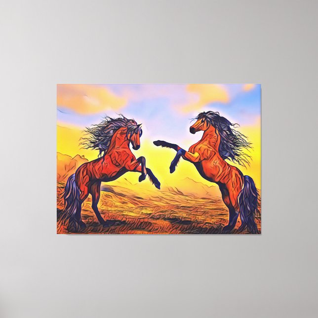 Pair of Horses Painting Canvas Print Leinwanddruck (Vorderseite)