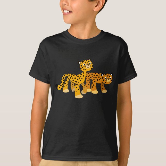 Pair of Niedlich Cartoon Cheetahs Children T - Shi T-Shirt (Vorderseite)