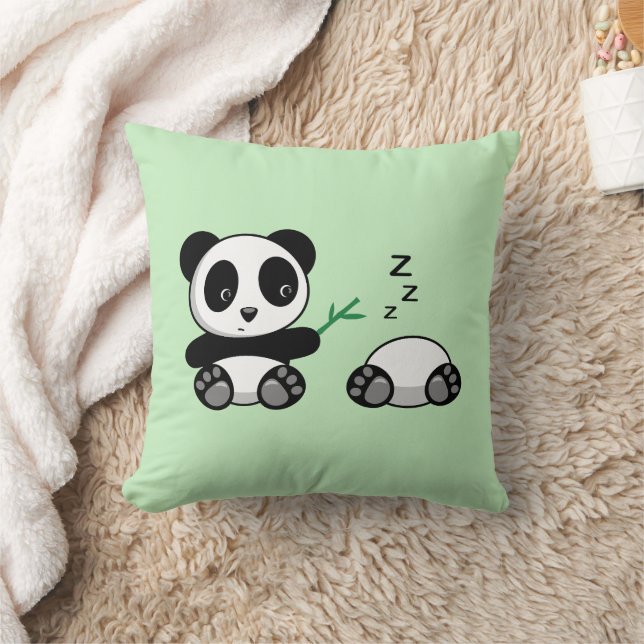 Pair of Niedlich Little Pandas on Green Kissen (Decke)