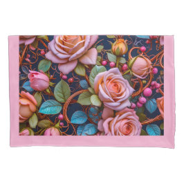Pair of Pillowcases- Pink Roses Kissenbezug