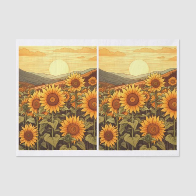 Pair of Valley of Hübsch Sunflowers Illustrations Seidenpapier (Vorderseite)