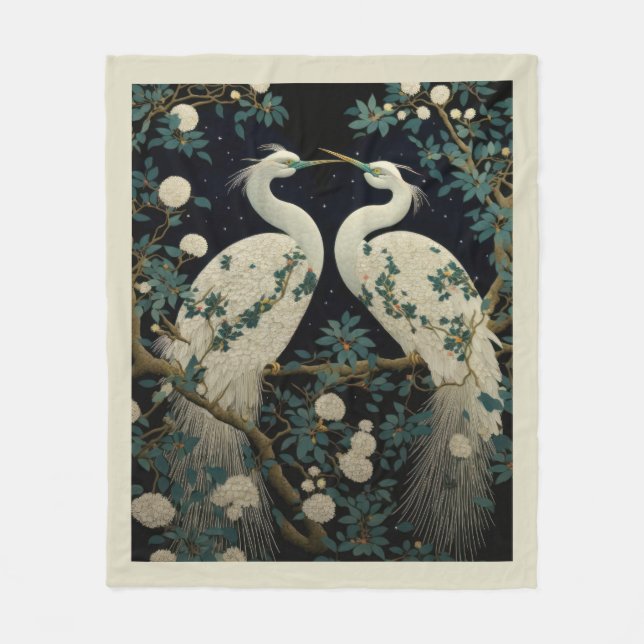 Pair of White Egrets Fleece Blanket (Vorderseite)