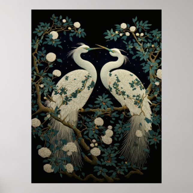 Pair of White Egrets Poster (Vorne)