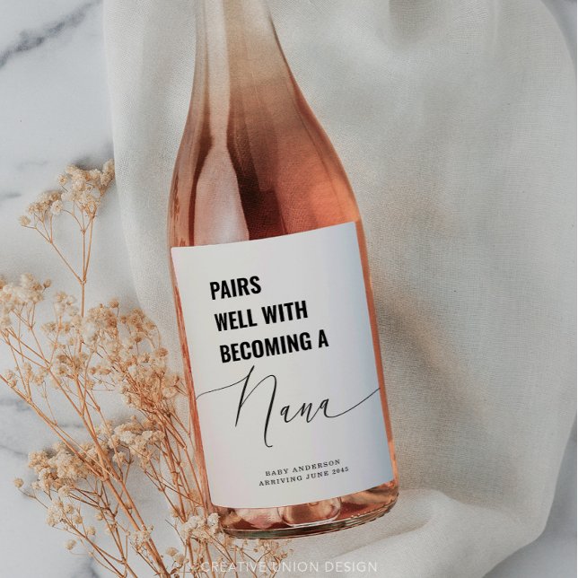Pairs gut mit Baby Ankündigung Nana Weinetikett (Von Creator hochgeladen)