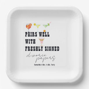 Pairs Gut mit Scheidungspapieren Dirty Martini-Par Pappteller