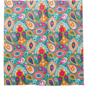 Paisley 70er 60er Boho Retro Duschvorhang