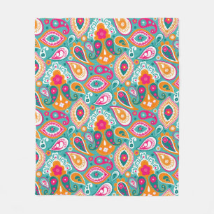 Paisley 70er 60er Boho Retro Fleecedecke