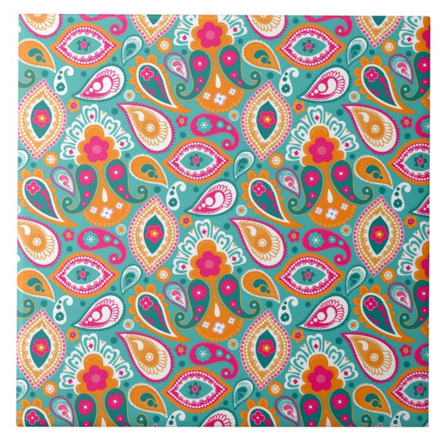 Paisley 70er 60er Boho Retro Fliese (Vorderseite)