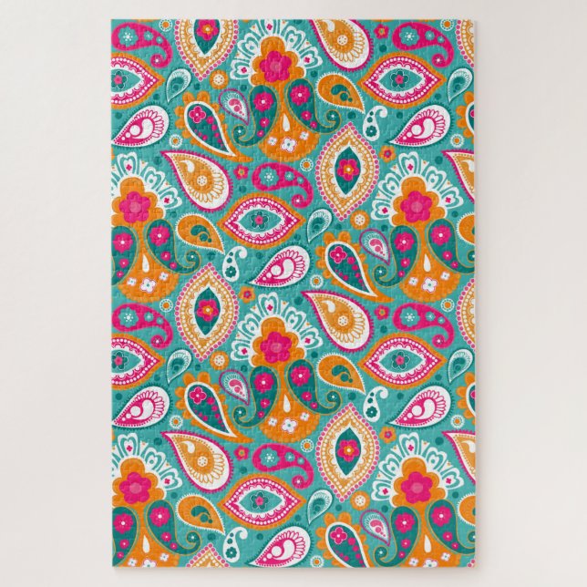 Paisley 70er 60er Boho Retro Puzzle (Vertikal)