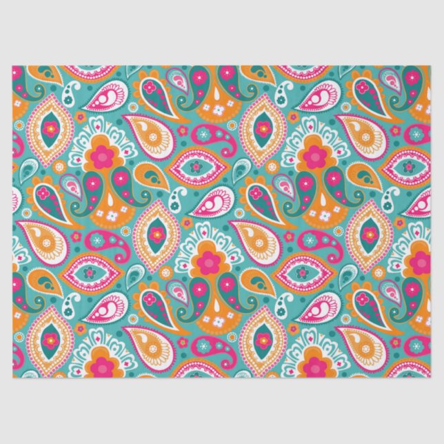 Paisley 70er 60er Boho Retro Seidenpapier (Vorderseite)