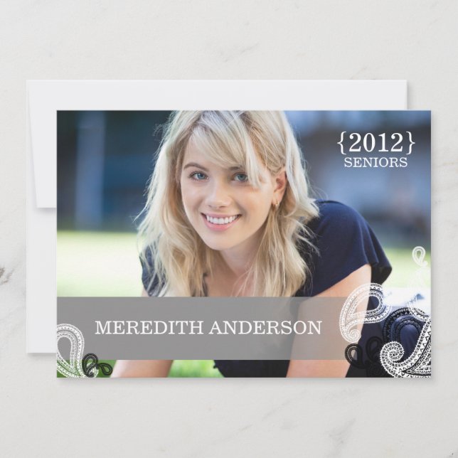 Paisley, Abschluss-Kappen-Absolvent-Foto-Abschluss Einladung (Vorderseite)