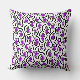 Paisley Abstract 230523 - Lila, Schwarz und Weiß Kissen