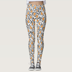 Paisley Abstrakt 230523 - Light Orange, B&W Leggings