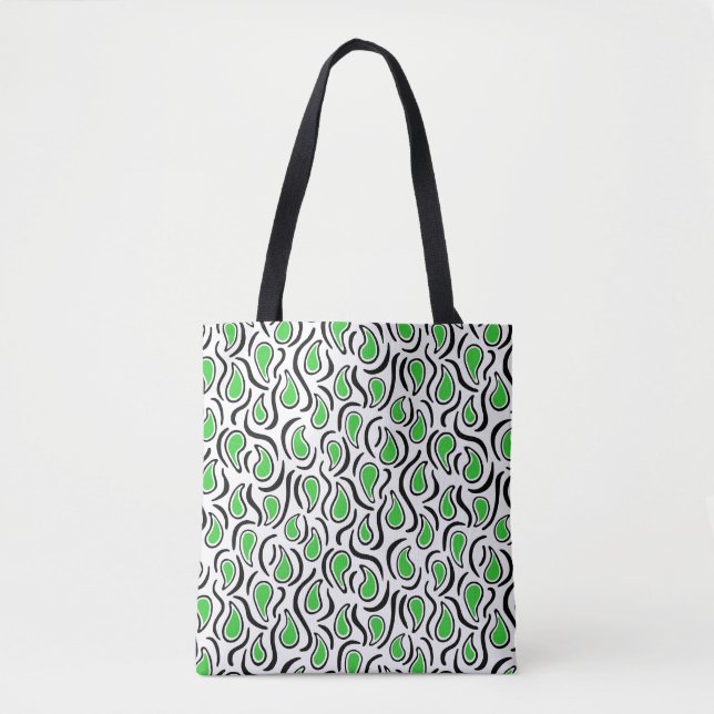Paisley Abstrakt 230523 - Spring Green, B&W (Vorderseite)