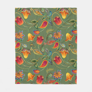 Paisley Aquarell Blume, nahtlos indisches Motiv. Fleecedecke