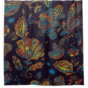 Paisley Aquarell: Blumenmuster Duschvorhang