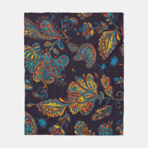 Paisley Aquarell: Blumenmuster Fleecedecke