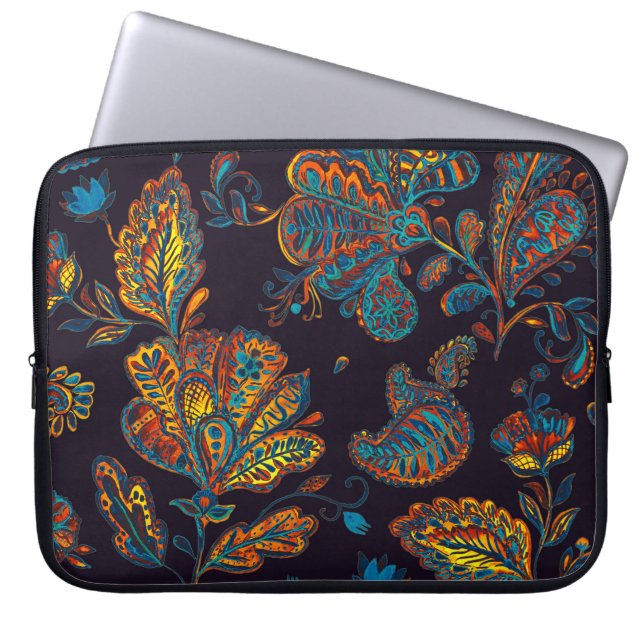 Paisley Aquarell: Blumenmuster Laptopschutzhülle (Vorderseite)