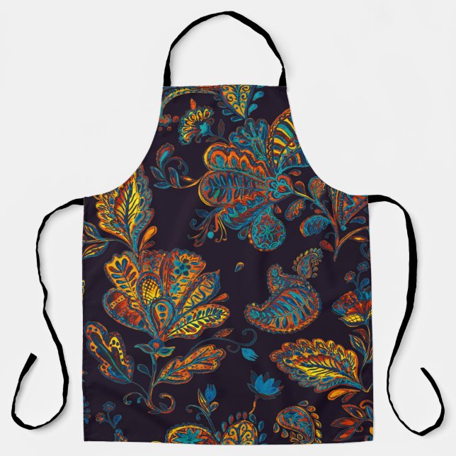 Paisley Aquarell: Blumenmuster Schürze (Vorderseite)