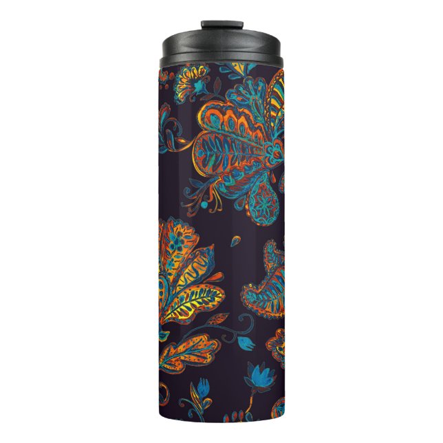 Paisley Aquarell: Blumenmuster Thermosbecher (Vorderseite)