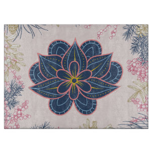 Paisley Art, Blau und Lila Blumen Schneidebrett