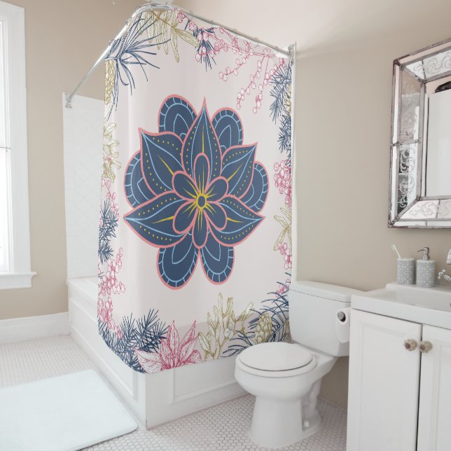 Paisley Art, Blue und Lila Graphic Artwork Duschvorhang (Beispiel)