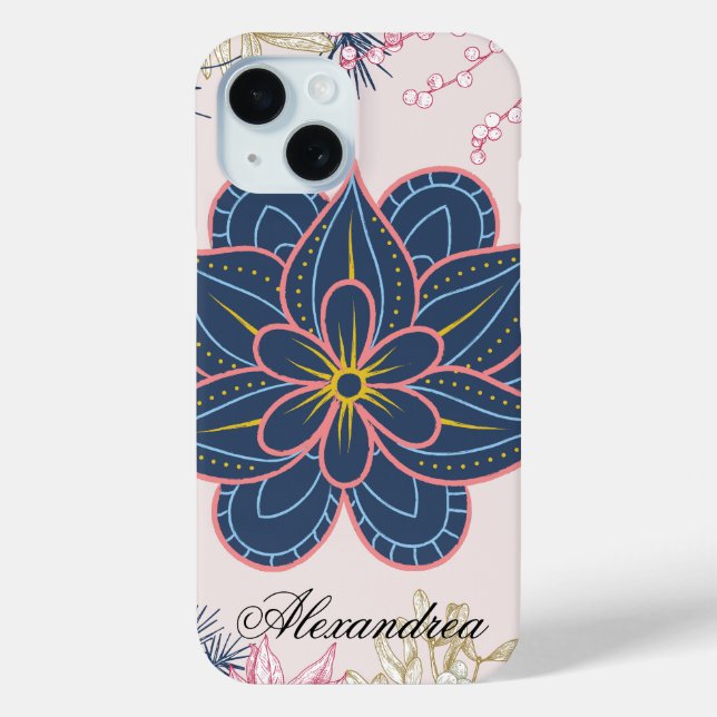 Paisley Art, Blue und Lila Graphic Case-Mate iPhone Hülle (Rückseite)