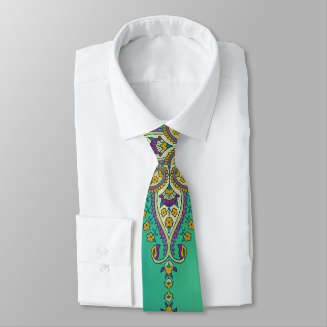 Paisley auf Grün Krawatte (Gebunden)