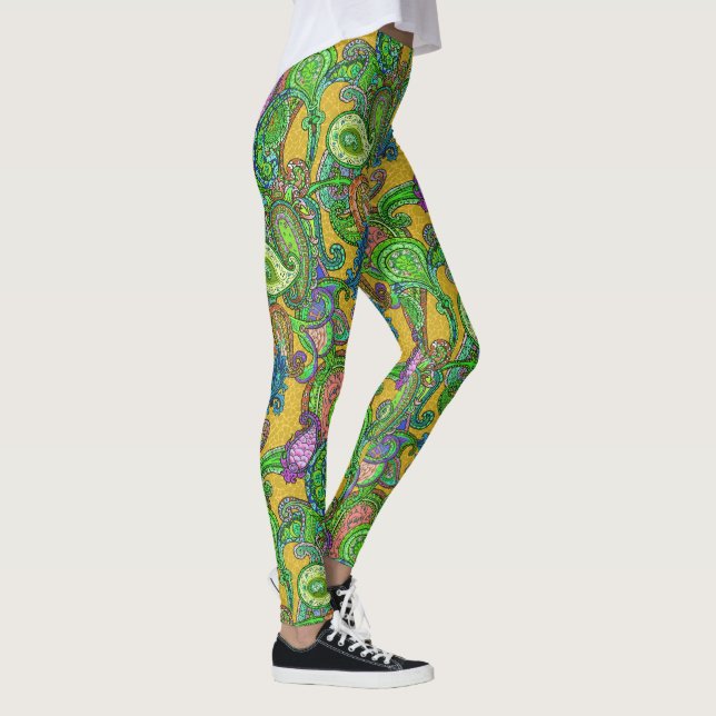 Paisley auf Karamell Leggings (Rechts)