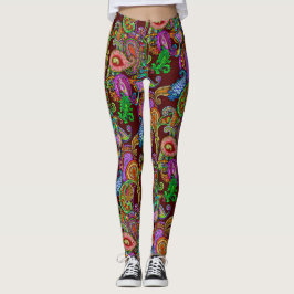 Paisley auf Kastanienbraun Leggings