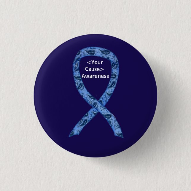 Paisley Awareness Ribbon Custom Button Art Buttone (Vorderseite)