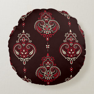 Paisley-Bandana: Boho-Vintage-Druck. Rundes Kissen
