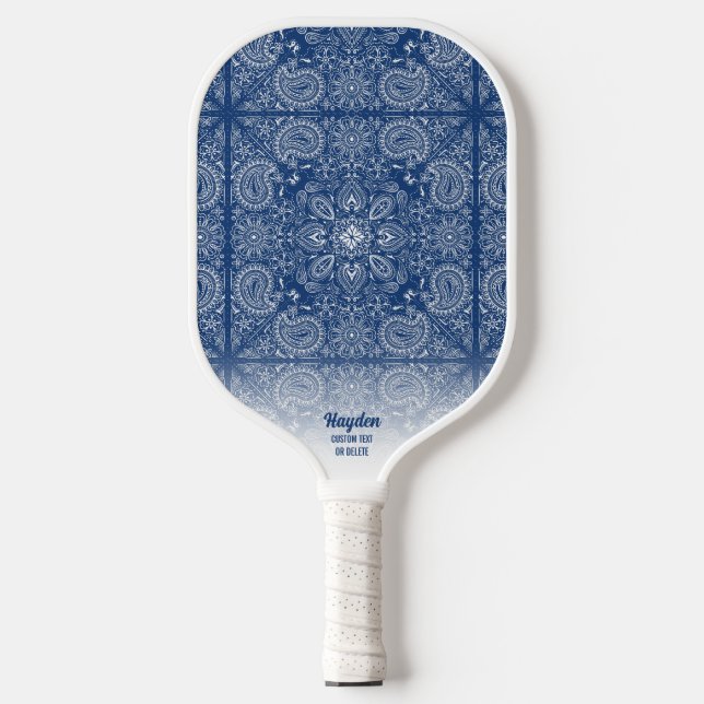 Paisley Bandana Muster Personalisierter Name Text Pickleball Schläger (Vorderseite)