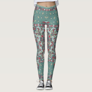 Paisley Bandana Print: Silk Neck Scarf Leggings