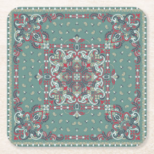 Paisley Bandana Print: Silk Neck Scarf Rechteckiger Pappuntersetzer
