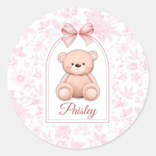 Paisley Benutzerdefiniertes rosa Teddy-Bär-Kinde Runder Aufkleber