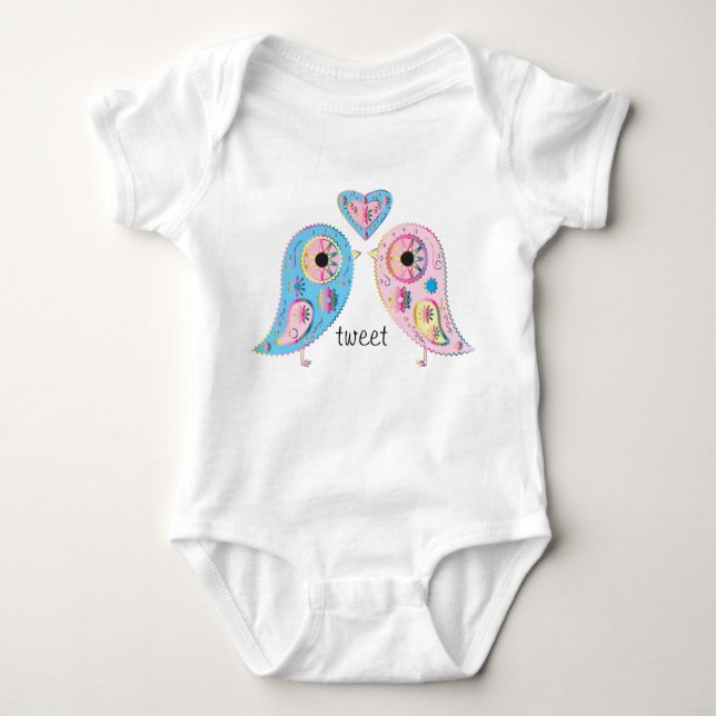 Paisley Birds Baby Strampler (Vorderseite)