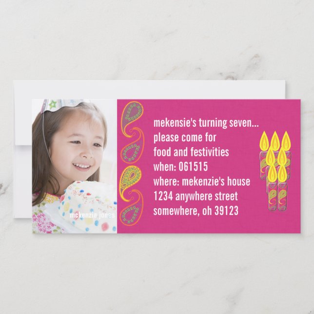 Paisley Birthdy Foto Einladung (Vorderseite)