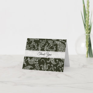 Paisley Black and White Monogram Initial Vielen Da Dankeskarte