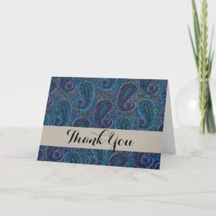 Paisley Blau Indisch Boho Klassisch Vintage Dankeskarte