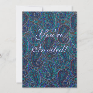 Paisley Blau Indisch Boho Klassisch Vintage Einladung